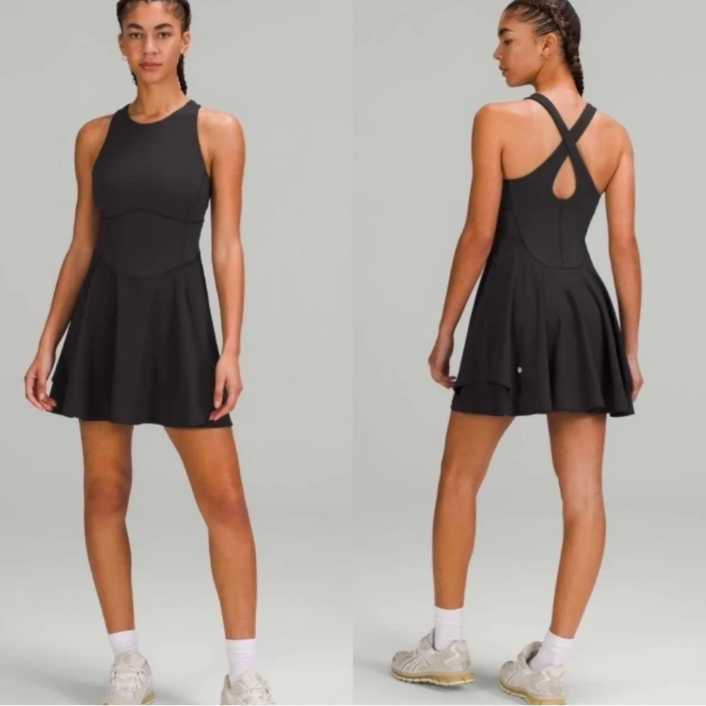 NWT LULULEMON Court Crush Short Lined Black Tennis Dress